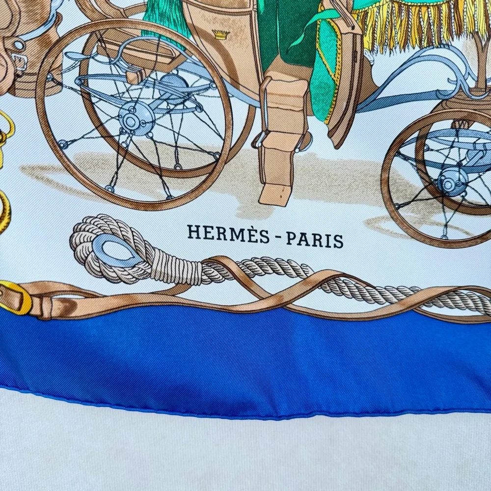 Hermès Musée Silk Scarf Carré 90 Philippe Ledoux Blue Nautical With Box - Picture 4 of 15